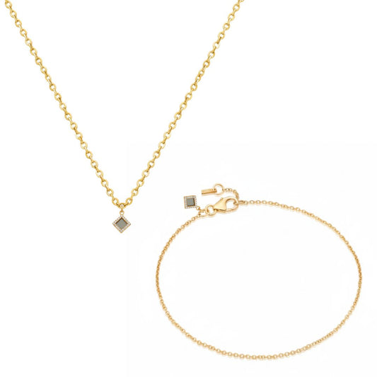 Set Shiny Necklace + Bracelet For Women